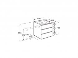Roca The Gap Matt Grey 600mm 3 Drawer Vanity Unit with Basin