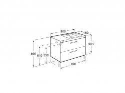 Roca Prisma Gloss White 900mm Basin & Unit with 2 Drawers - Right Hand