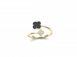 Silver Gold Plated Clover Torque Ring