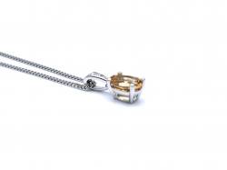 Silver Citrine & CZ Oval Pendant & Chain