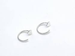 Silver Heart Push Through Hoop Earrings
