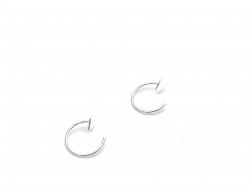 Silver Heart Push Through Hoop Earrings