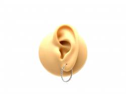 Silver Rope Oval Hoop Sleeper Earrings