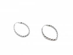 Silver Rope Oval Hoop Sleeper Earrings