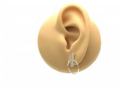 Silver Circle & Bar Stud Earrings