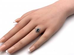 Silver Marquise Black Onyx Ring