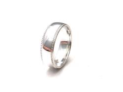 Silver Millgrain Traditional Court Wedding Ring