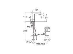 Roca L90 Side Handle Bidet Mixer with Pop Up Waste - Chrome
