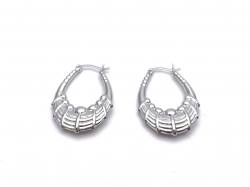 Silver Fancy Drop Hoop Earrings 29mm