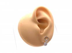 Silver Half CZ Glitter ball Stud Earrings 14mm