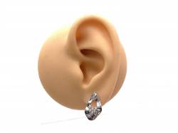 Silver CZ 6 Stone Fancy Stud Earrings 17MM