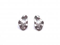 Silver CZ 6 Stone Fancy Stud Earrings 17MM