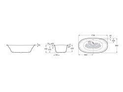 Roca Eliptico 1700 x 850mm Freestanding Cast Iron Bath - White