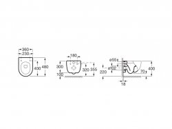 Roca Meridian-N Compact Wall Hung Pan with Horizontal Outlet