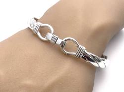 Silver Plaited Large Bangle