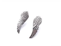 Silver Large Angel Wing Stud Earrings