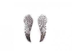 Silver Large Angel Wing Stud Earrings