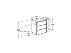 Roca The Gap Compact Walnut 600mm 3 Drawer Vanity Unit with Basin