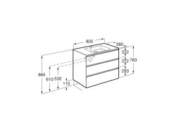 Roca The Gap Compact Matt White 800mm 3 Drawer Vanity Unit with Basin