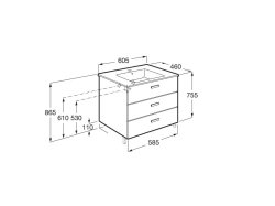 Roca Victoria Basic Unik Cedar 600mm Basin Unit with 3 Drawers