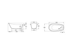 Roca Carmen Black 1600 x 800mm Freestanding Cast Iron Bath