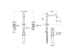 Roca Carmen 3 Hole Basin Mixer with Click-Clack Waste