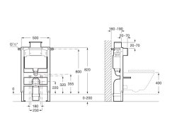 Roca In-Wall Duplo 820mm Concealed Cistern & Frame with AG Valve (Under Window) for Wall-Hung WC's