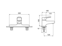 Roca Atlas Deck-Mounted Bath Filler - Chrome