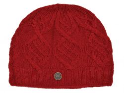 Trellis Diamond Beanie - pure wool - Deep Red