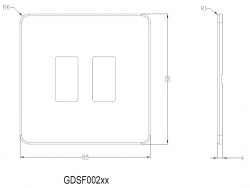 Knightsbridge Screwless 2G grid faceplate - brushed chrome - (GDSF002BC)