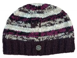 Pure Wool Natural electric beanie - Aubergine