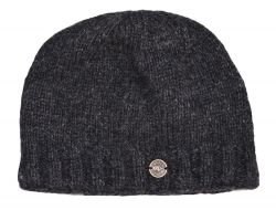 Pure Wool half fleece lined - plain beanie - Charcoal
