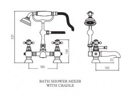 Harrogate Chrome Bath Shower Mixer with Cradle - White