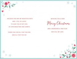 Christmas Card - Large - Wife - Champagne - Glitter - Regal
