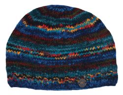 Pure Wool Electric Stripe Beanie - Blue