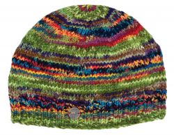 Pure Wool Electric Stripe Beanie - Green