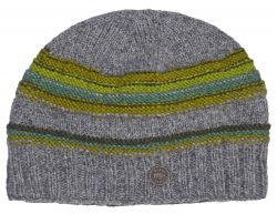 Pure Wool handknit - ridge stripe beanie - greens