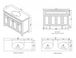 Harrogate Duchy Arctic White 1200mm Vanity Unit & Basin
