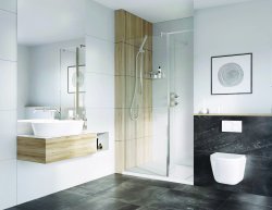 Roman Haven Select 400mm Pivot Deflector Panel (10mm) - Brushed Nickel