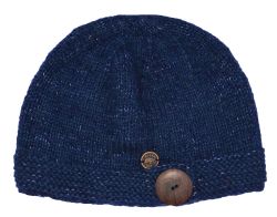 Big button cloche - pure wool - fine wool mix - blue
