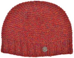 Pure Wool Half fleece lined - reverse ridge beanie - rust heather