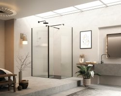 Roman Haven Select 1100mm Fluted Wetroom Panel (8mm) - Matt Black