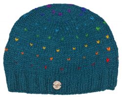 Pure Wool Rainbow tick beanie - pacific