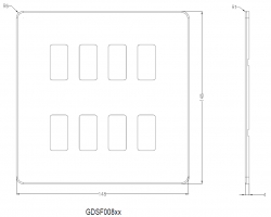 Knightsbridge Screwless 8G grid faceplate - matt black (GDSF008MB)