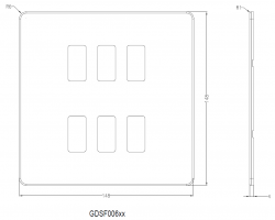 Knightsbridge Screwless 6G grid faceplate - matt black (GDSF006MB)