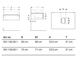 Geberit VariForm 900mm One Drawer Lava Vanity Unit for Lay-On Basin