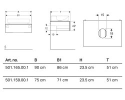 Geberit VariForm 750mm One Drawer White Vanity Unit for Lay-On Basin