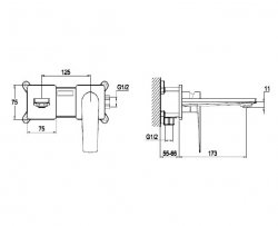 RAK Blade 2 Hole Wall Mounted Basin Mixer Tap With Backplate