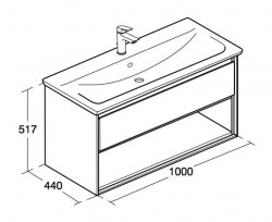 Ideal Standard Connect Air 1000mm Vanity Unit with Open Shelf (Matt Dark Brown with Matt White Interior)