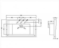 Bayswater 3 Tap Hole 800mm Traditional Basin
